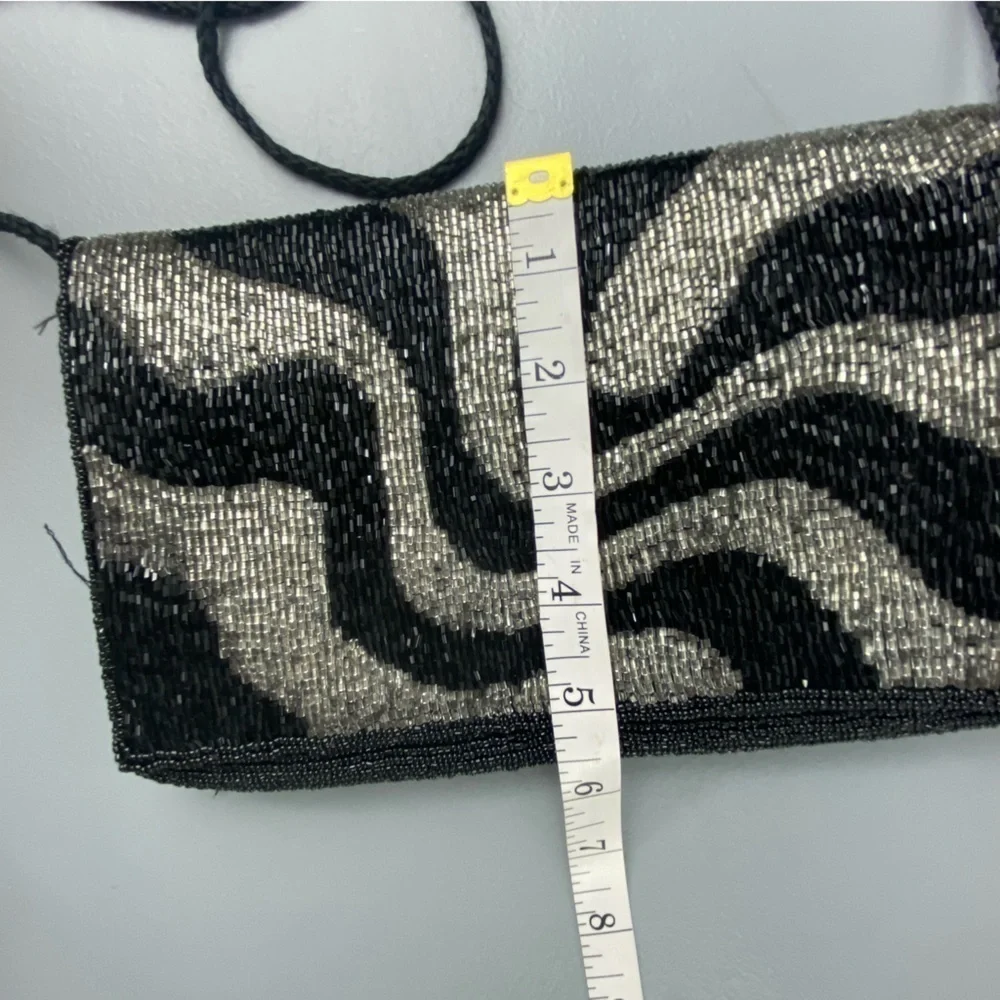 Walborg vintage beaded black & silver evening crossbody bag